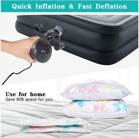 img 2 attached to 🔌 K KUMEED Portable Electric Air Pump Inflator Deflator for Inflatables - Quick-Fill Inflator for Camp Bed Mattress, Rafts, Pool Floats - 110V, Black