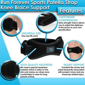 img 2 attached to Run Forever Sports Pack Of 1 Patella Strap Knee Brace - Ideal Support for Arthritis, ACL, Running, Basketball, Meniscus Tear, Sports & More - Best Knee Brace for Hiking, Soccer, Volleyball & Squats - Black