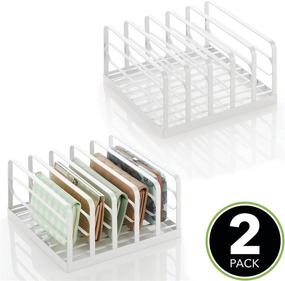 img 3 attached to 👜 mDesign Metal Divided Stackable Purse Organizer 2 Pack - Closet Storage Solution for Purses, Clutches, Wallets - Matte White