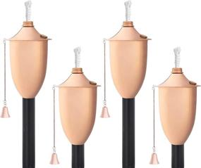 img 4 attached to 🔥 Set of 4 Premium Metal Tiki Torches Outdoor, 53" Tall - Tiki Style with Snuffer, Fiberglass Wick & Large 20oz Oil Lamp Backyard Decor for Patio, Outdoor, Lawn and Garden (Smooth Copper) by Legends Direct