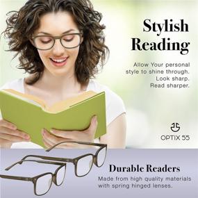 img 1 attached to 👓 Unisex Reading Glasses - Set of 2 Spring Hinge Readers with Protective Pouches for Men and Women