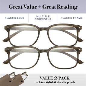 img 3 attached to 👓 Unisex Reading Glasses - Set of 2 Spring Hinge Readers with Protective Pouches for Men and Women