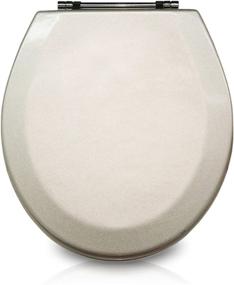 img 4 attached to 🚽 Water and Stain-Resistant Trimmer Premium Molded Wood Toilet Seats with Chrome Hinges - Silver Finish