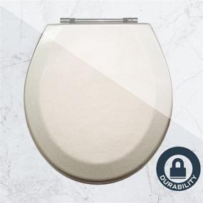 img 2 attached to 🚽 Water and Stain-Resistant Trimmer Premium Molded Wood Toilet Seats with Chrome Hinges - Silver Finish