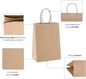 img 1 attached to 🛍️ 100Pcs Brown Kraft Paper Gift Bags with Handles 5.25x3.75x8 - Ideal for Parties, Shopping, Retail, Business & Restaurant Takeouts