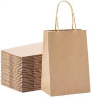 🛍️ 100pcs brown kraft paper gift bags with handles 5.25x3.75x8 - ideal for parties, shopping, retail, business & restaurant takeouts logo