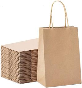 img 4 attached to 🛍️ 100Pcs Brown Kraft Paper Gift Bags with Handles 5.25x3.75x8 - Ideal for Parties, Shopping, Retail, Business & Restaurant Takeouts