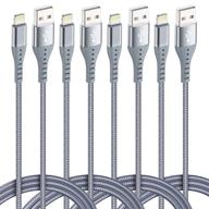 🔌 сертифицированный apple mfi кабель lightning для iphone xnewcable [4-pack 3/6/6/10фт] - длинный usb-кабель для зарядки от apple, iphone 12/11pro/11/xs max/xr/x/8/7/6/6s/plus, ipad pro/air/mini - серый логотип