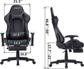 img 1 attached to Black Gaming Chair with Massage, High Back Ergonomic Design, Adjustable Headrest and Lumbar Support for Gamers and Computer Users