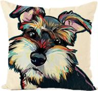 🐶 elevate your home décor with easternproject cute pet dog painting linen throw pillow case - 18 x 18 inch, schnauzer dog design логотип