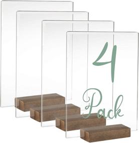 img 4 attached to 📸 Ilyapa Acrylic Sign Holders with Wooden Stands, Pack of 4 - 8x10 Inch Blank Table Numbers Set for Weddings