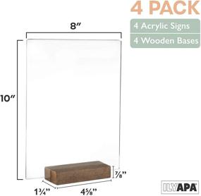 img 3 attached to 📸 Ilyapa Acrylic Sign Holders with Wooden Stands, Pack of 4 - 8x10 Inch Blank Table Numbers Set for Weddings