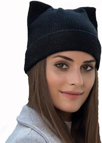 img 2 attached to 🐱 Warm and Trendy Women's Cat Ear Beanie Hat - Braided Knit Winter Cap