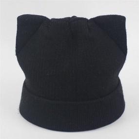 img 1 attached to 🐱 Warm and Trendy Women's Cat Ear Beanie Hat - Braided Knit Winter Cap