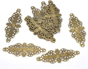 img 1 attached to 🌸 Housweety 50 Bronze Tone Filigree Flower Wrap Connector 6.1x2.4cm: Exquisite Decorative Links for Jewelry making and Crafts