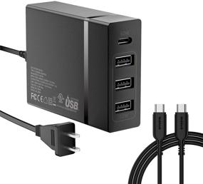 img 4 attached to Высокоскоростной USB C зарядное устройство Nekteck 4-Port 72W USB Wall Charger с поддержкой Type-C 60W Power Delivery PD Charger Station - совместимо с iPhone 12 Pro Max, MacBook Pro, iPad Pro, Dell XPS, Surface Go, Pixel - элегантный черный дизайн.