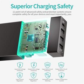 img 3 attached to Высокоскоростной USB C зарядное устройство Nekteck 4-Port 72W USB Wall Charger с поддержкой Type-C 60W Power Delivery PD Charger Station - совместимо с iPhone 12 Pro Max, MacBook Pro, iPad Pro, Dell XPS, Surface Go, Pixel - элегантный черный дизайн.