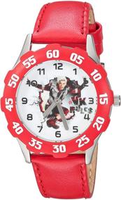 img 4 attached to Disney Boys Descendants 2 Stainless Steel Analog-Quartz Watch with Red Leather-Synthetic Strap, Size 16 (Model: WDS000251)