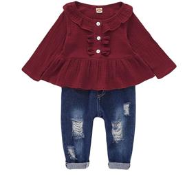 img 4 attached to Adorable Girls' Clothes Jumpsuit Overalls: Trendy Toddler Clothing