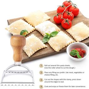 img 2 attached to 🍝 Efficient Ravioli Stamp Maker Cutter Set: Wooden Handle, Fluted Edge, Pasta Press Attachment with Roller Wheel - 3 Set and Cutter included