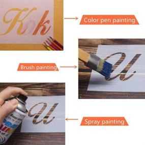 img 1 attached to 🎨 Versatile 40 Piece Wood Painted Letter Templates: Craft with Reusable Washable Plastic, Calligraphy Lettering in Uppercase & Lowercase. Includes Digital Logo & Zipper Bag!