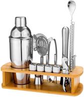 🍸 premium 25-piece cocktail shaker set with bamboo stand – ideal gifts for men, dad, grandpa – complete stainless steel bartender kit for home, bars, parties, and traveling (silver) logo