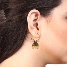 img 2 attached to 🌟 Efulgenz Indian Vintage Bollywood Gypsy Oxidized Gold Plated Traditional Jhumka Jhumki Earrings: Exquisite Women's and Girls' Fashion Accessory