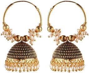 img 4 attached to 🌟 Efulgenz Indian Vintage Bollywood Gypsy Oxidized Gold Plated Traditional Jhumka Jhumki Earrings: Exquisite Women's and Girls' Fashion Accessory