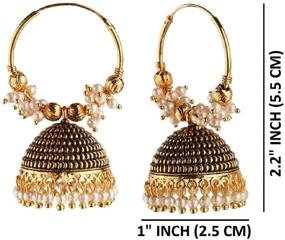 img 3 attached to 🌟 Efulgenz Indian Vintage Bollywood Gypsy Oxidized Gold Plated Traditional Jhumka Jhumki Earrings: Exquisite Women's and Girls' Fashion Accessory