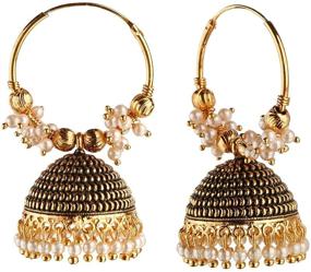 img 1 attached to 🌟 Efulgenz Indian Vintage Bollywood Gypsy Oxidized Gold Plated Traditional Jhumka Jhumki Earrings: Exquisite Women's and Girls' Fashion Accessory