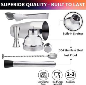 img 2 attached to 🍹 Mixologist World 5-Piece Cocktail Shaker Set: Bartender Kit with Recipes for Perfect Martinis & Other Drinks - Stainless Steel Drink Mixer with Strainer