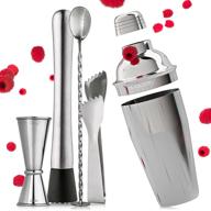 🍹 mixologist world 5-piece cocktail shaker set: bartender kit with recipes for perfect martinis & other drinks - stainless steel drink mixer with strainer logo