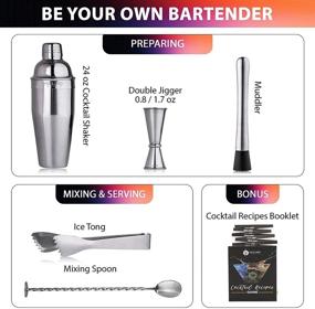 img 1 attached to 🍹 Mixologist World 5-Piece Cocktail Shaker Set: Bartender Kit with Recipes for Perfect Martinis & Other Drinks - Stainless Steel Drink Mixer with Strainer