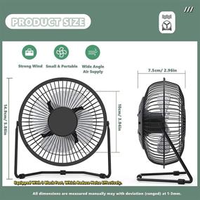 img 3 attached to 💨 Portable USB Desk Fan - 4 Inch Mini USB Fan for Camping, Home Office, Travel - Strong Wind, Pink Color - Powered by USB PC Netbook - Personal Desktop Cooling Fan