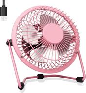 💨 portable usb desk fan - 4 inch mini usb fan for camping, home office, travel - strong wind, pink color - powered by usb pc netbook - personal desktop cooling fan logo