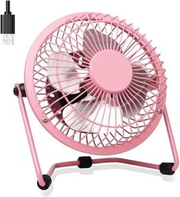 img 4 attached to 💨 Portable USB Desk Fan - 4 Inch Mini USB Fan for Camping, Home Office, Travel - Strong Wind, Pink Color - Powered by USB PC Netbook - Personal Desktop Cooling Fan