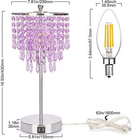 img 3 attached to 💡 3-Way Touch Bedside Crystal Lamp with Dual USB Charging Ports, Lavender Table Lamp for Bedroom, Living Room, Office - Dimmable Accent Lamp, Silver Finish, Includes B11 LED Bulb