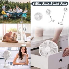 img 3 attached to Portable Telescopic Table Fans - Personal Folding Floor Fans with 7200 mAH Rechargeable Battery, USB Connectivity, Humidification Feature, Night Light, 4-Speed Wind Adjustment, Ultra-Quiet Operation