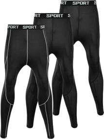 img 4 attached to FANDIMU Men's Compression Pants Tights and Leggings: Ultimate Workout Base Layer