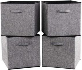 img 4 attached to 📦 Robuy 4 Pack Gray Fabric Foldable Cubes Storage Bin Baskets - Efficient Organizer with Strong Handles (13 x 15 x 13 inch)