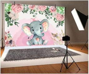 img 1 attached to 👶 Baby Shower Background: 6.5'x5' Baby Girl Shower Party Gift with Baby Elephant Dessert Table Backdrop and Pink Rose Design - W-1540