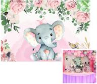 👶 baby shower background: 6.5'x5' baby girl shower party gift with baby elephant dessert table backdrop and pink rose design - w-1540 logo