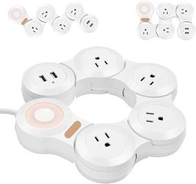 img 3 attached to 🔌 9FT Extension Cord Power Strip with Flat Plug, 4 Multi Outlets, and 2 USB Ports – Deformation Power Cord Charger Socket