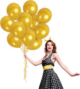 img 4 attached to ✨ 100 Pack Metallic Gold Latex Balloons - Perfect for Wedding, Bachelorette, Graduations, Birthdays, Bridal & Baby Showers, Anniversary and Sunflower Themed Parties