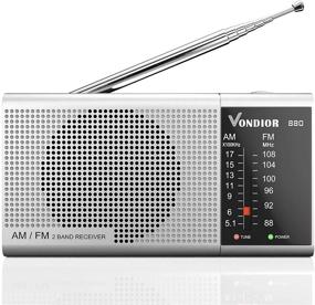 img 1 attached to High Reception & Long-lasting AM FM Transistor Radio, Portable Player Powered by 2 AA Batteries, Mono Headphone Socket, by Vondior - Silver