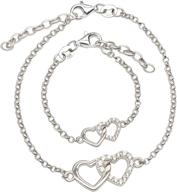 sterling silver mom and me double heart bracelet - available as a set or individually - enhanced for seo logo