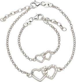 img 4 attached to Sterling Silver Mom and Me Double Heart Bracelet - Available as a Set or Individually - Enhanced for SEO