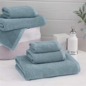img 3 attached to 🛀 Welhome Franklin Premium 100% Cotton 6 Piece Towel Set - Dusty Blue: Popcorn Textured, Highly Absorbent, Durable, Low Lint - Hotel & Spa Quality Bathroom Towels - 600 GSM - Includes 2 Bath, 2 Hand, and 2 Wash Towels