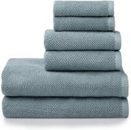 🛀 welhome franklin premium 100% cotton 6 piece towel set - dusty blue: popcorn textured, highly absorbent, durable, low lint - hotel & spa quality bathroom towels - 600 gsm - includes 2 bath, 2 hand, and 2 wash towels logo