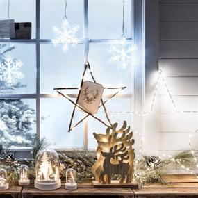 img 1 attached to 🎄 Christmas Window Decoration - Hanging LED Cool White Acrylic Snowflake Light, Battery Operated